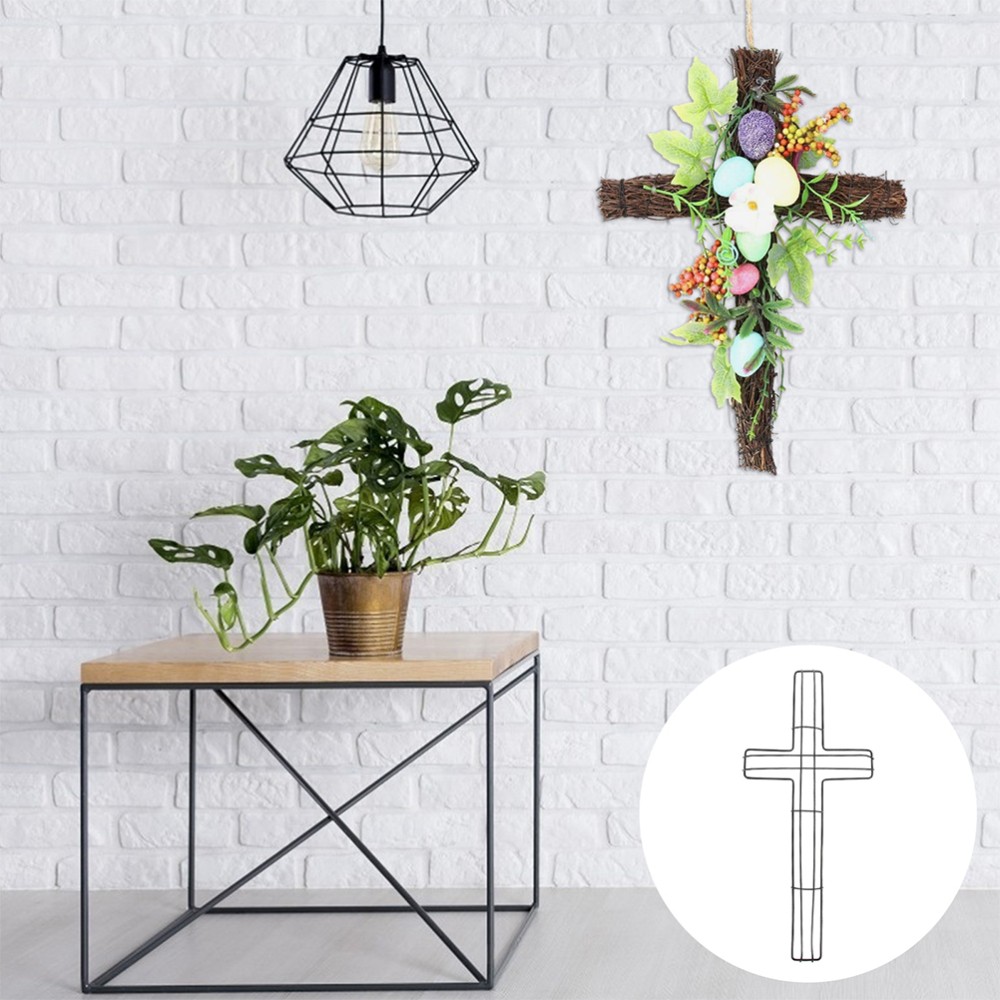5 Pcs Wreath Macrame Ring Easter Door Cross Shaped Frame Wire Rings