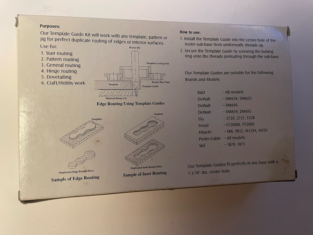 Pioneer 10 Piece Solid Brass Router Template Guide Kit With Adaptor
