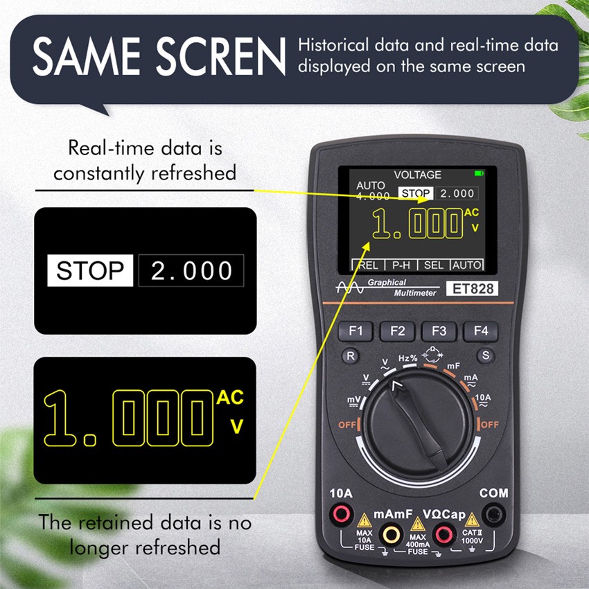 Handheld Tester Measure Oscilloscope Multimeter Bandwidth Voltage Current ET828