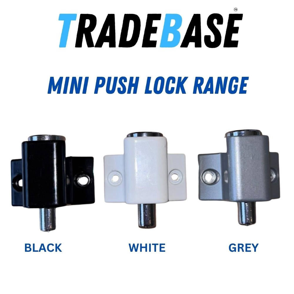 TradeBase Mini Push Lock Window | Door | Silver Grey |Bulk 10 Pack