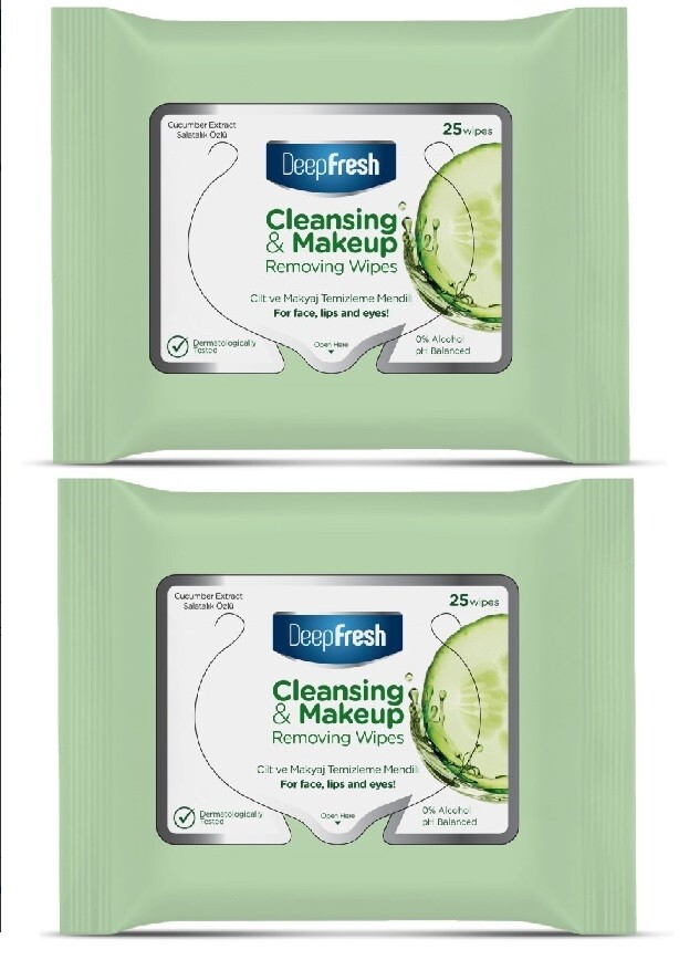 2 Pack DeepFresh Make-Up Removal Cucumber Wipes 2*25 pcs