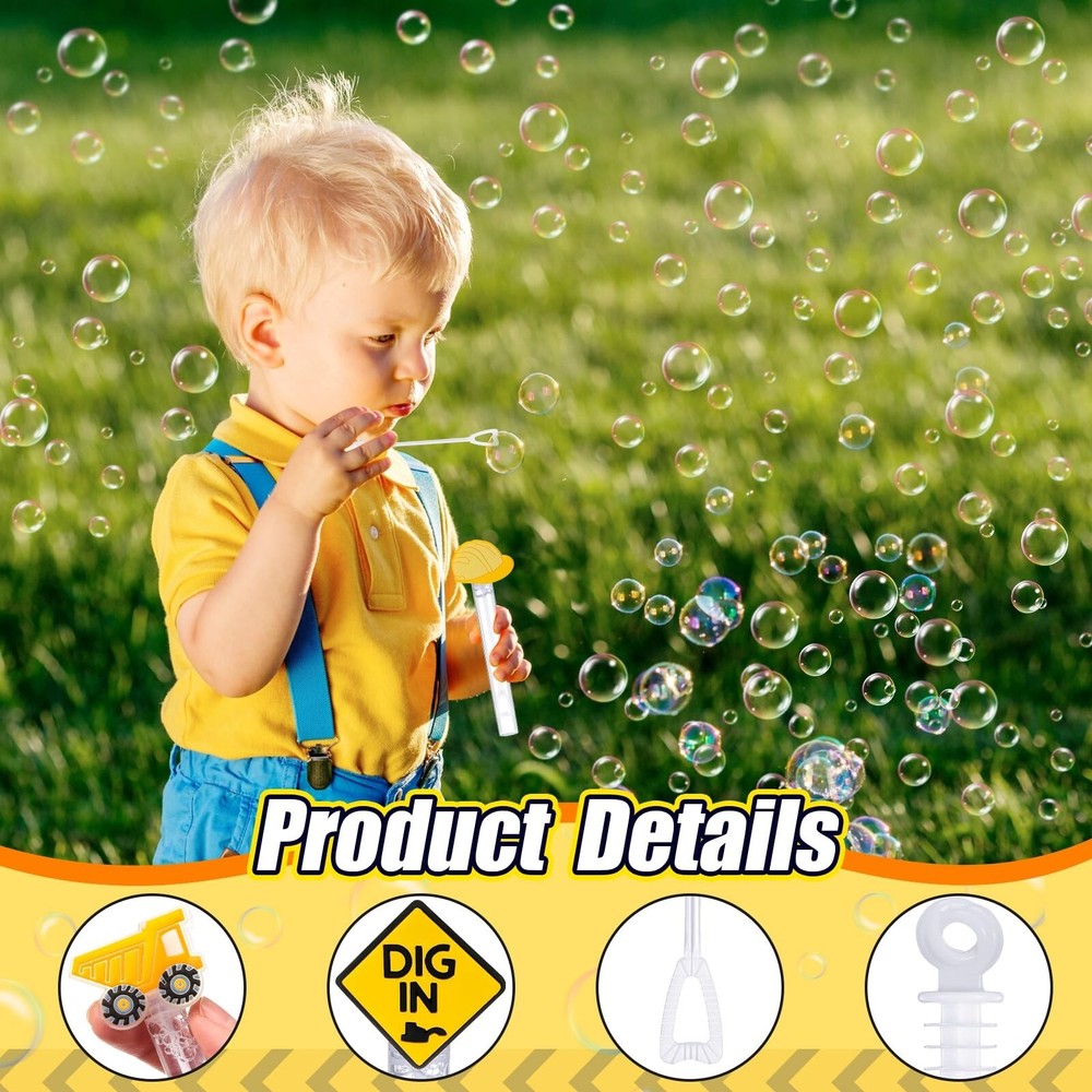 48 Pcs 4.2'' Construction Bubble Wand for Kids, Mini Bubble Wands Bubbles for...