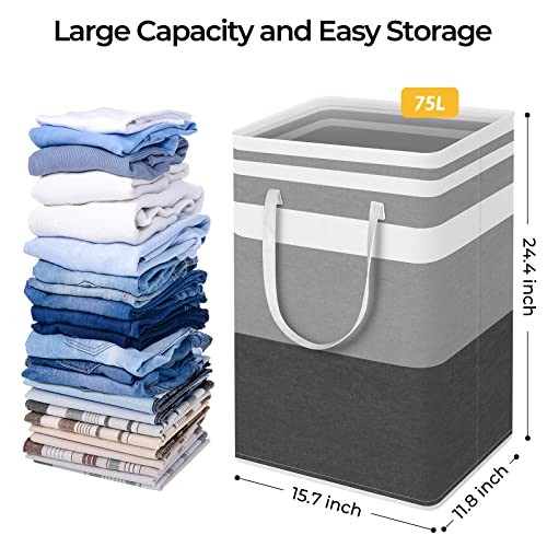 -Pack Large Laundry Basket,Each Waterproof, Freestanding Laundry Hamper, 75L 3