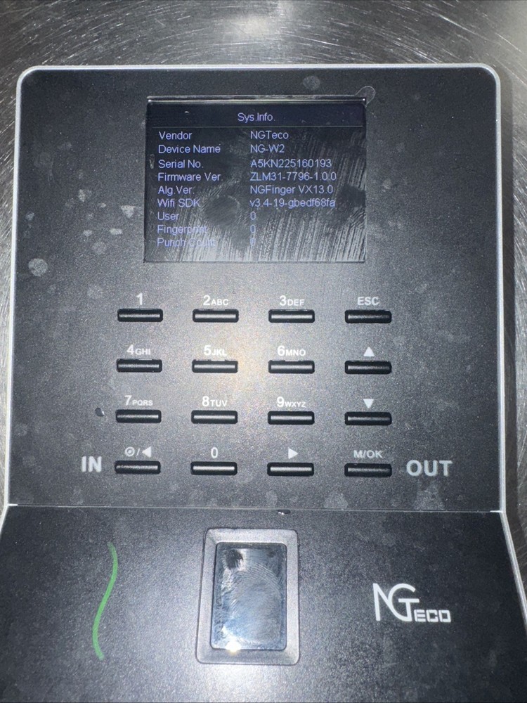 NGTECO W2 Time Clock - Black (NGTW2) - Used