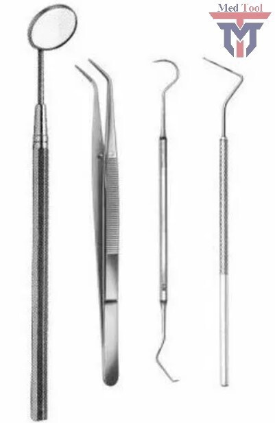 Basic Exam Setup Set of 4 Dental Instruments Probe Mirror