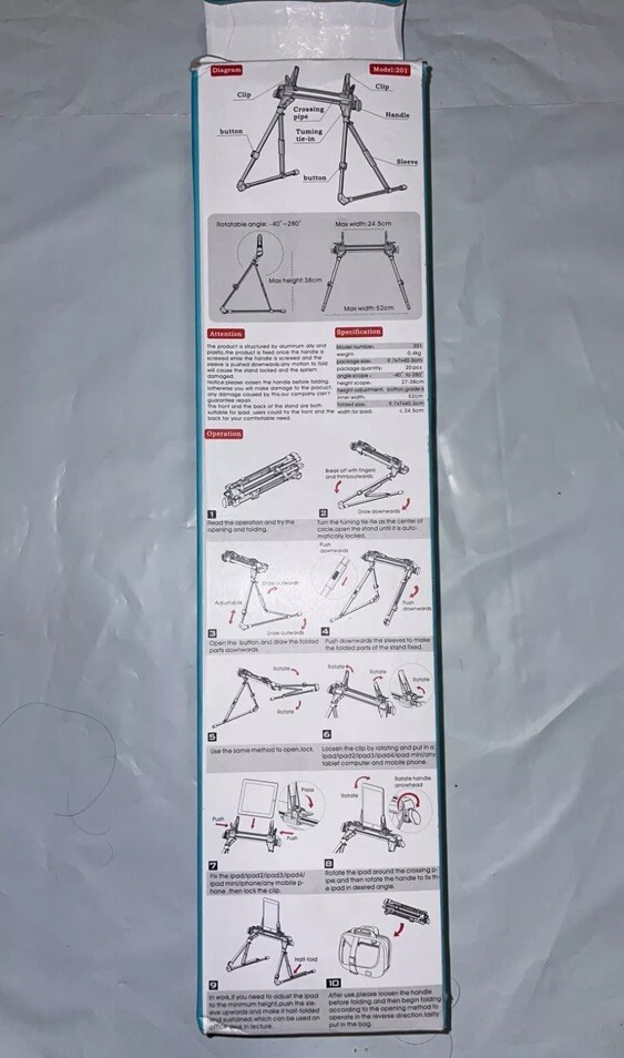 201 iPad Stand NEW Open Box - Apple Compatible - Nice!