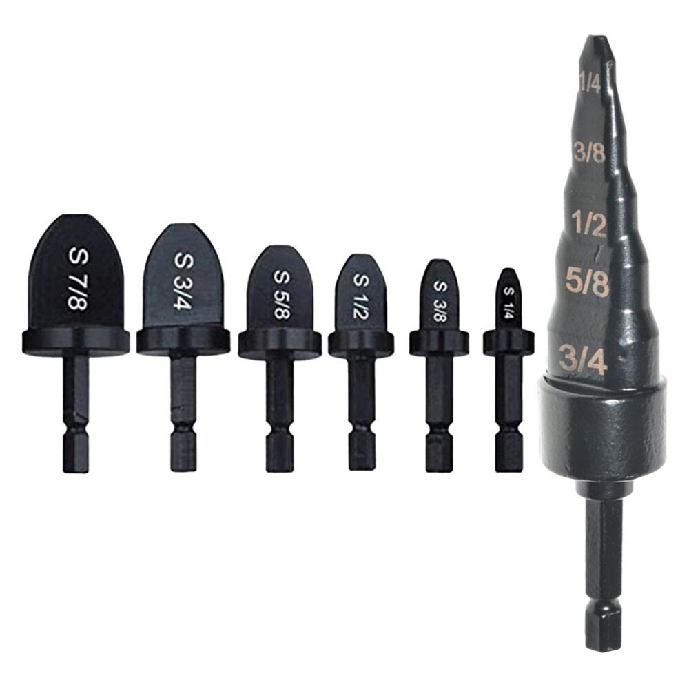 New 7pcs Air Conditioning Copper Pipe Expander Hexagonal Shank Drill Bit Reaming