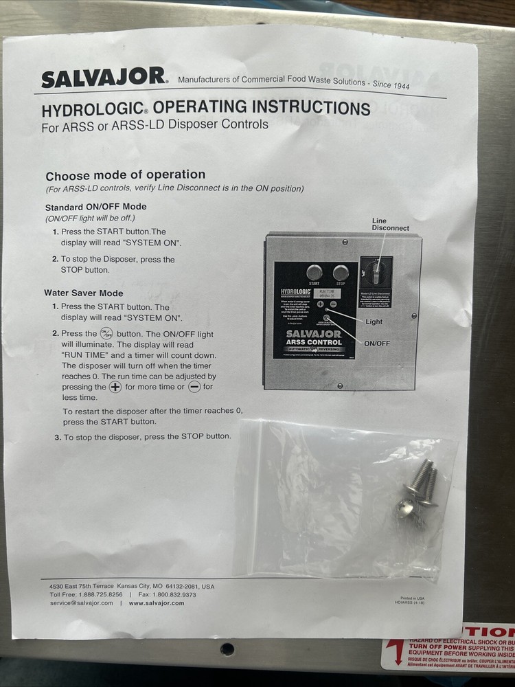 NEW Salvajor ARSS Automatic Reversing Start Stop Control Panel LPU.