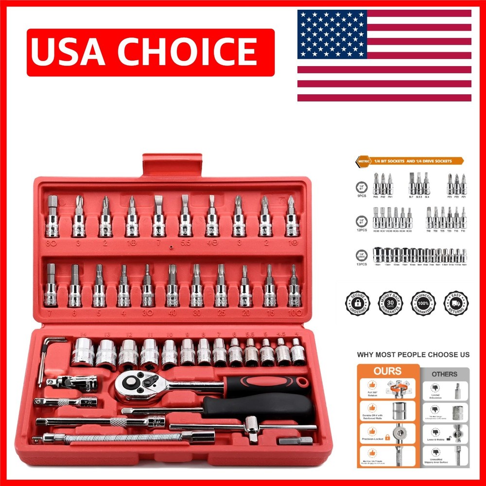 Stunning 46-Piece Chrome Vanadium 1/4