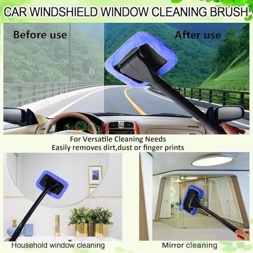 Car Windshield Cleaner Tool with Extendable Handle, Inside Auto Window Blue