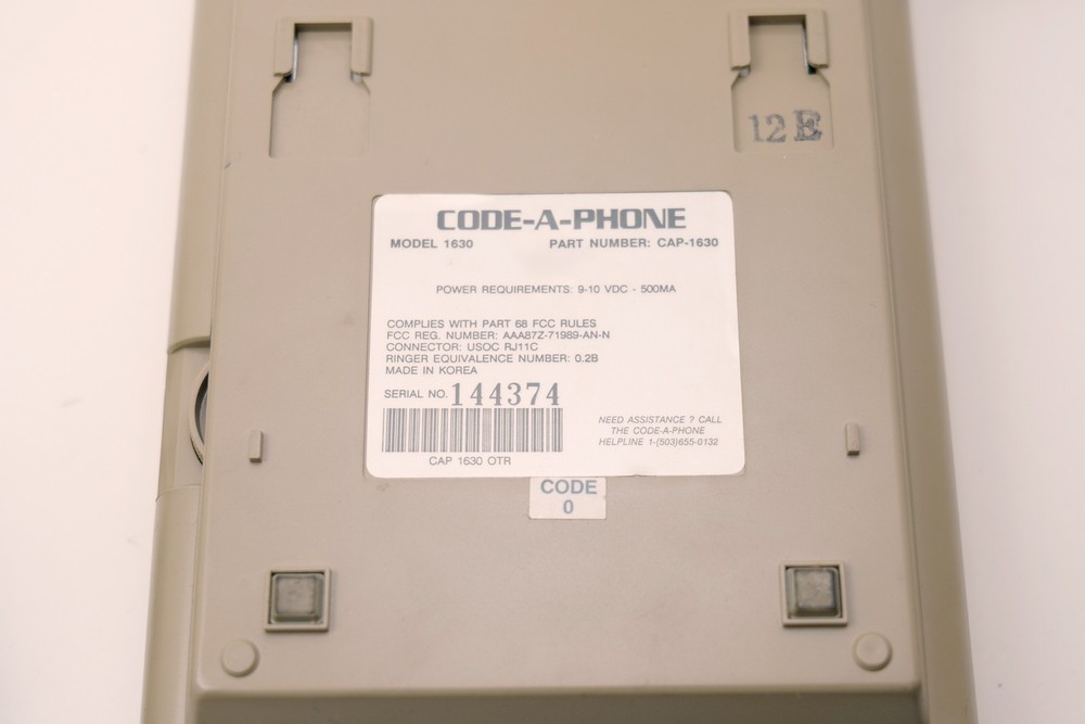 Code-A-Phone 1630 Digital Answering Machine Voice Time/Day w/ Adapter