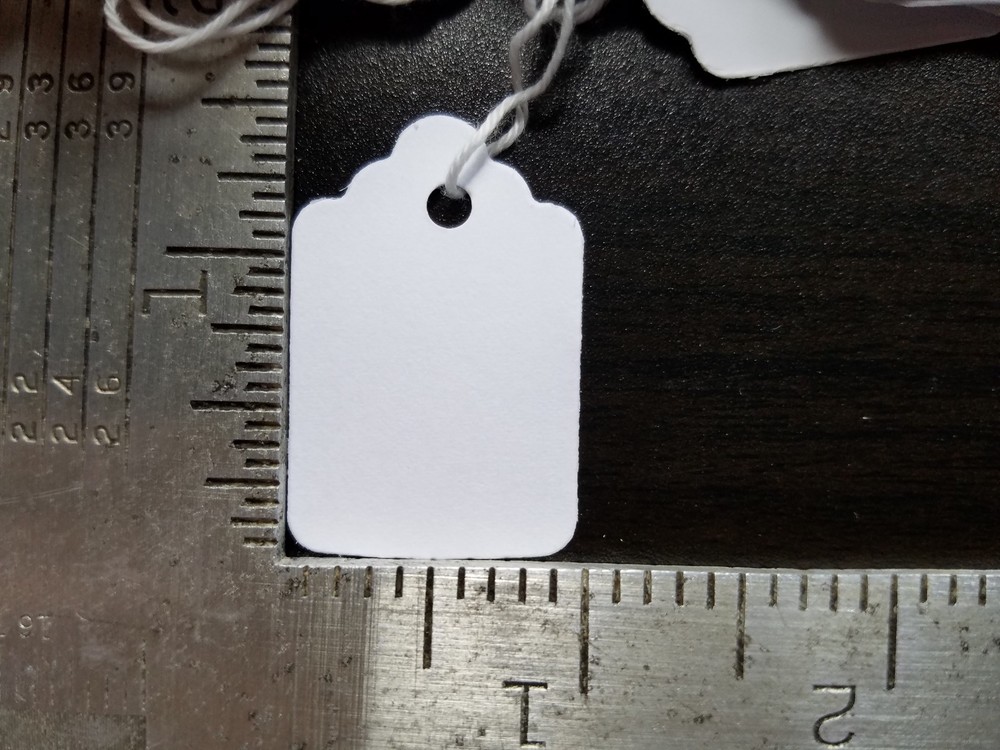 1000 Blank White Merchandise Price Tags with Strings Size #4 Retail Strung Label