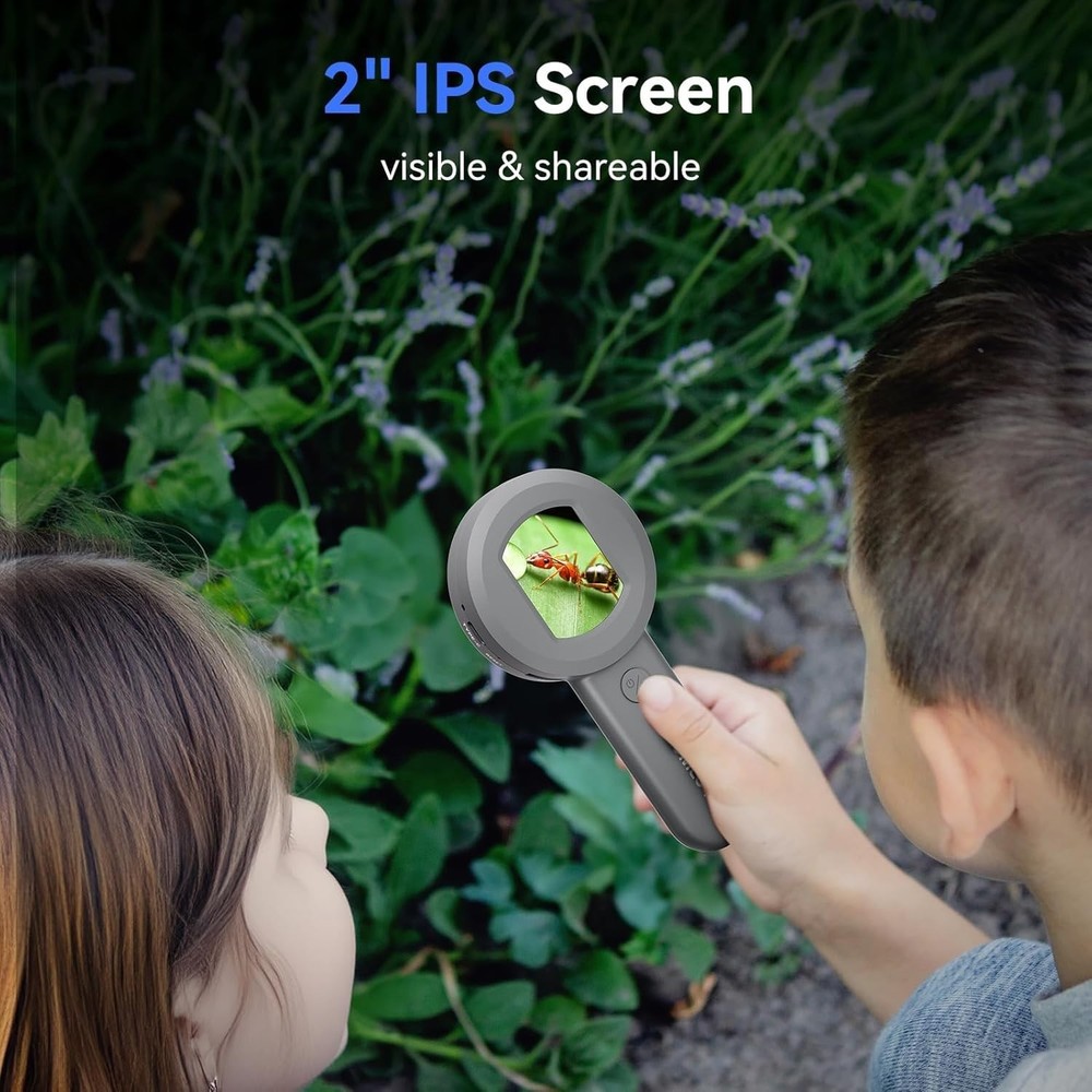 P10 Portable 100X Illuminated Microscope with 2" Screen & Dimmable LED Lights