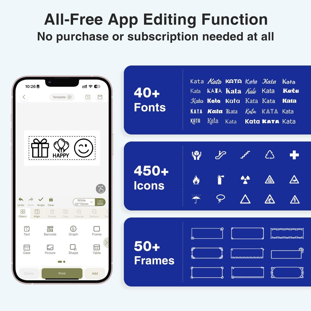 E11 Bluetooth Label Maker Machine with 4 Tapes, Support Keyboard & App with 4...
