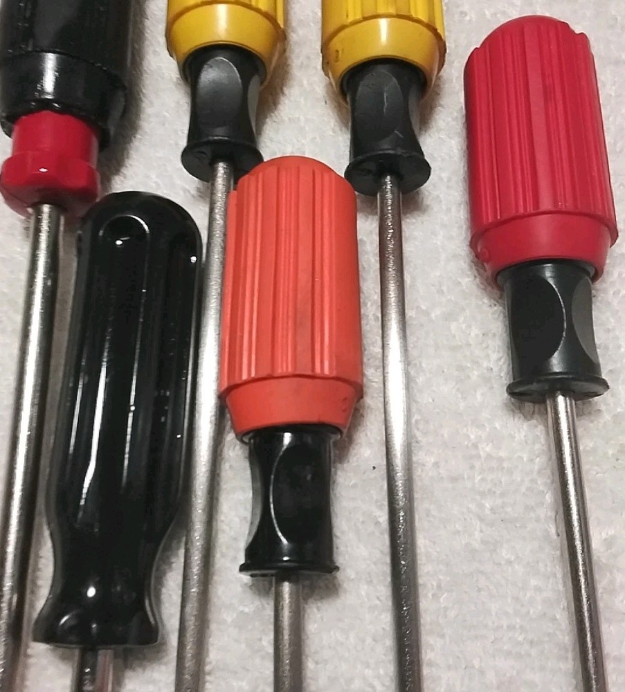 6pc USA-MADE VINYL SOFT RUBBER GRIP & PLASTIC HANDLE ASSORTED SIZES SCREWDRIVER