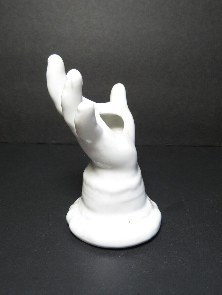 Hat Pin Holder White Porcelain Figural Hand