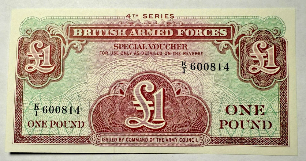 WWII British Armed Forces 4th Series One Pound Banknote AU