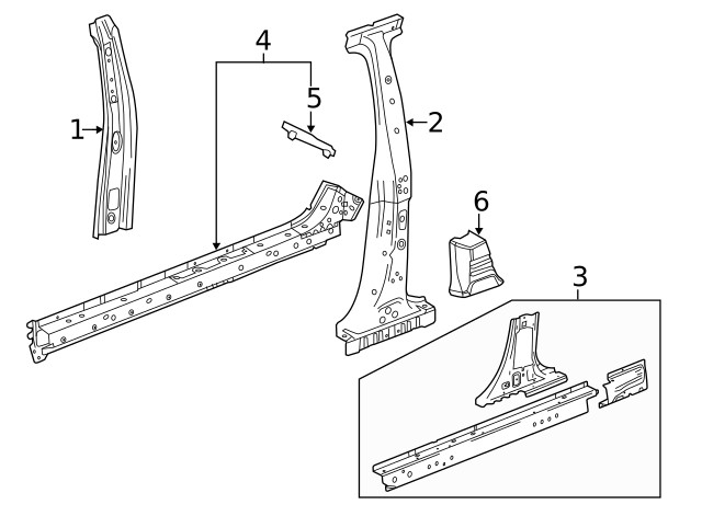 Genuine GM Passenger Side Rocker Inner Panel 42553147