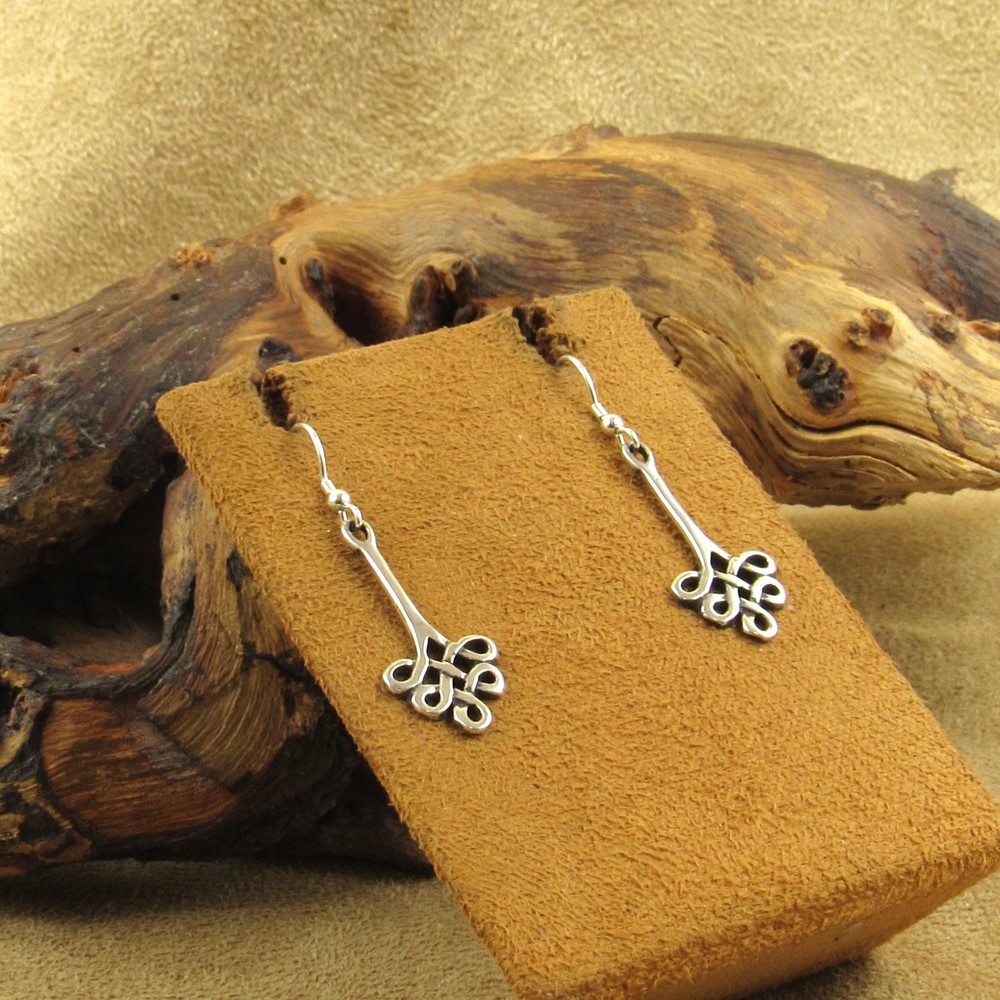 Sterling Silver Celtic Knot Dangle Wire Earrings