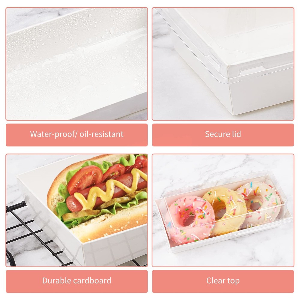 Charcuterie Boxes with Clear Lids 50 Pack White Bakery Boxes Cookie Boxes Sma...