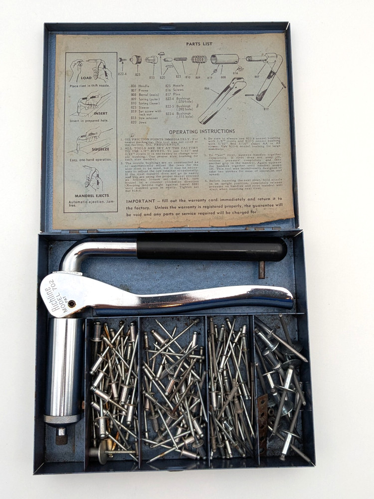 Richline Professional Rivet Gun Kit - Model 702 K - Pre-owned