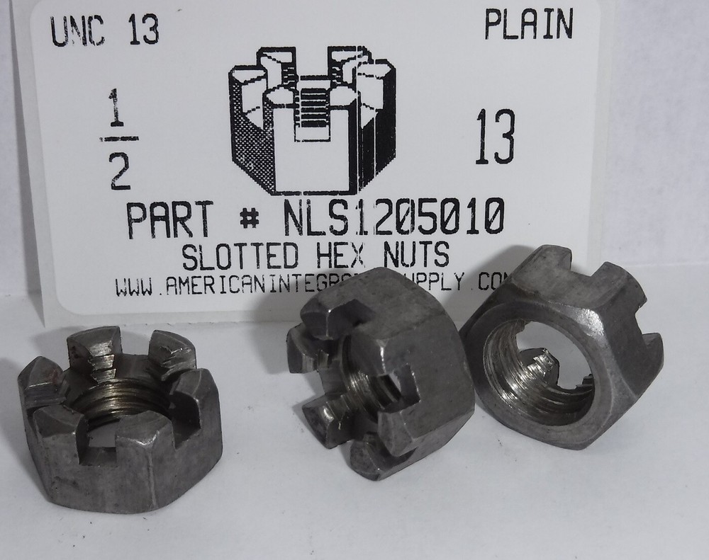 1/2-13 HEX SLOTTED NUT STEEL PLAIN (5)