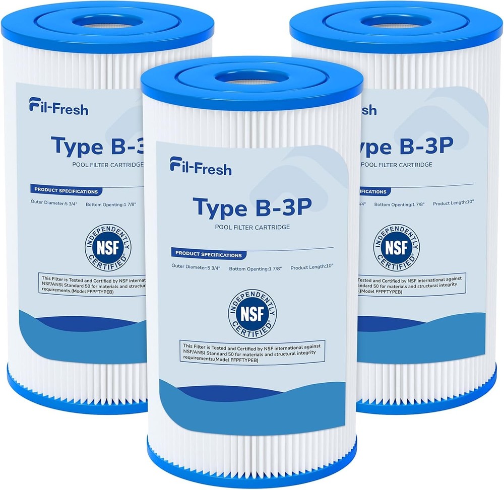 Fil-fresh 3-Pack Type B Pool Filter for Intex 2500 GPH Pump 29005E Cartridge