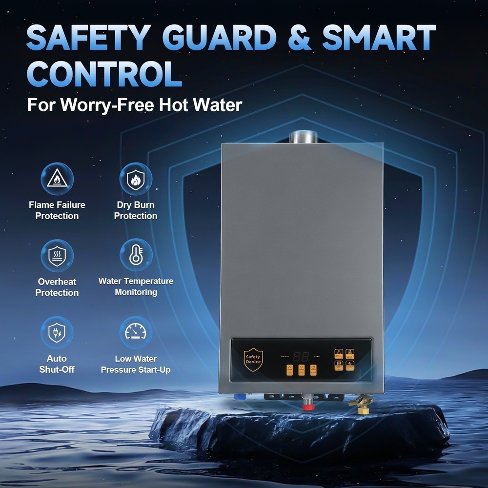 80,000 BTU Constant Propane Tankless Water Heater 3.6GPM 110V Digital Display