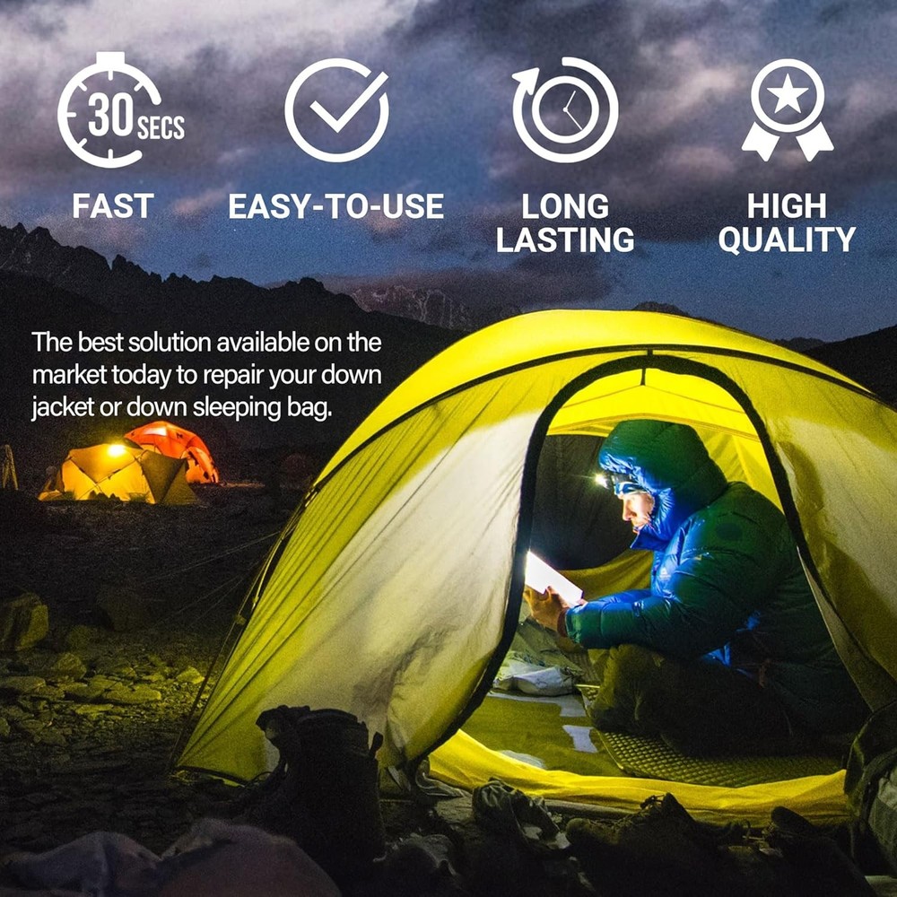 Self-Adhesive Waterproof Repair Patch Kit - 30-Second Fix for Down Black