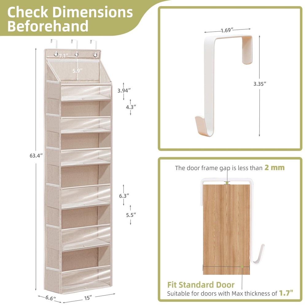 STORAGEIDEAS Over Door Organizer with 6 Extra Large Pockets 12 Side Pockets, ...