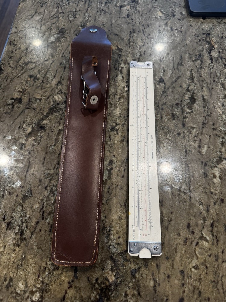 Lutz No 252 Government Slide Rule With Leather Case