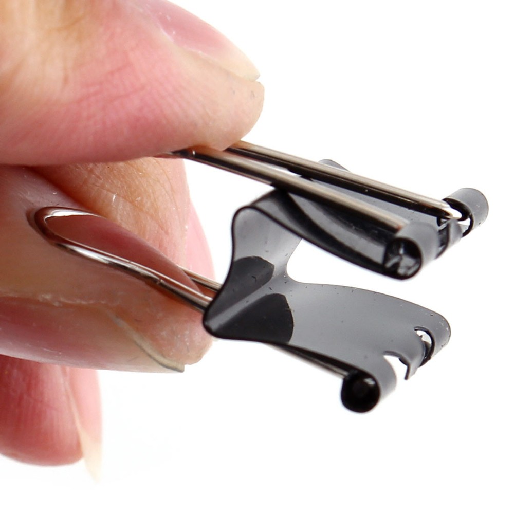 19mm Width Metal Papers Black Binder Clamps 12 PCS Pack