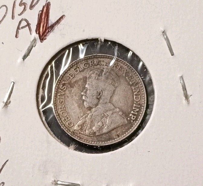 1913 CANADA 5 Cent .925 Fine Silver Coin (KM.#22)