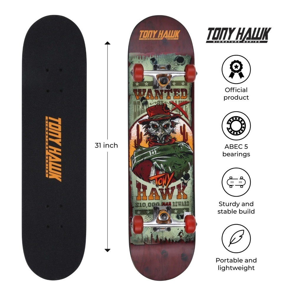 Lenticular 31 Hawk Skateboard Deck Complete with 52mm Wheels