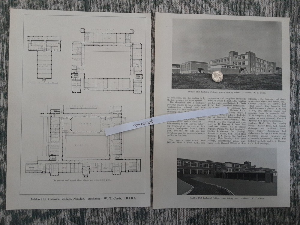 1934 Press Cutting Dudden Hill Willesden Technical College Campus Architecture