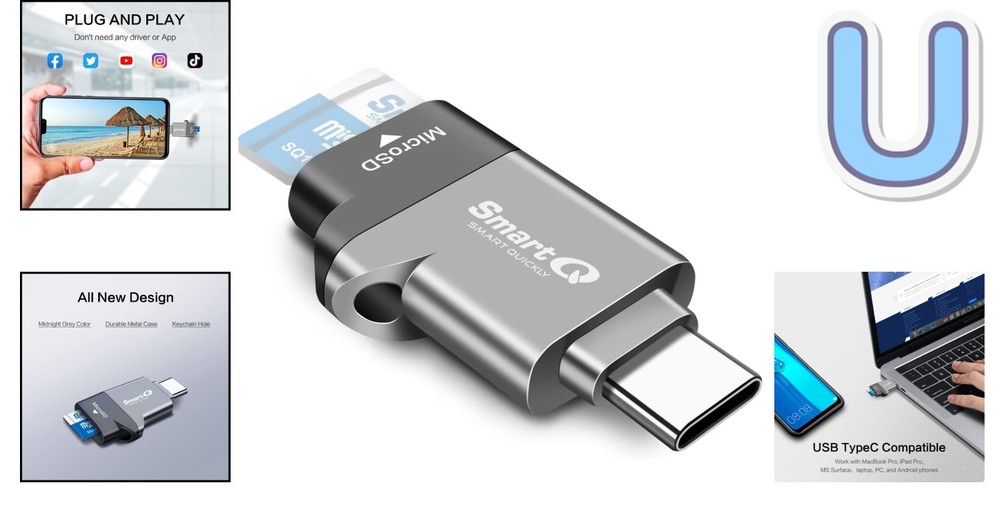 Versatile Type-C MicroSD Reader for Mac, Windows, Android - Ultra Compact Design