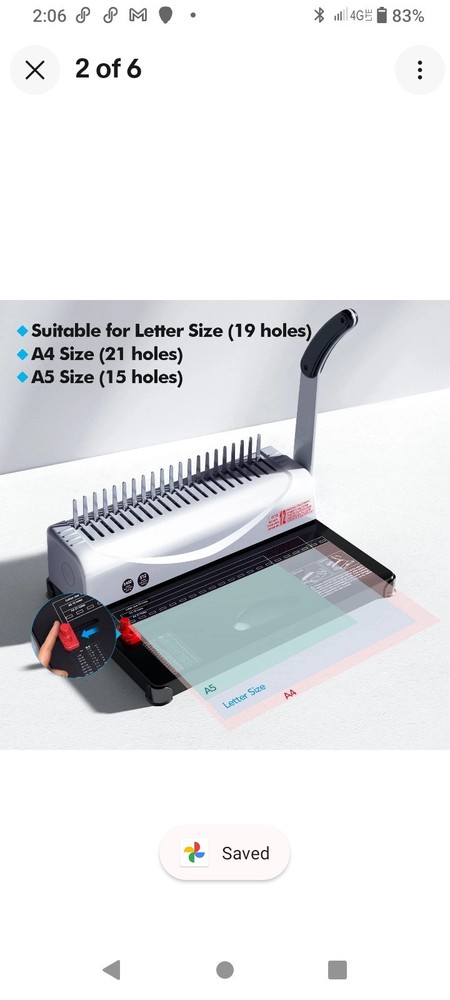 MAKEASY Binding Machine, 21-Hole, 450 Sheets, Comb Binding Machines with 1 Bo...