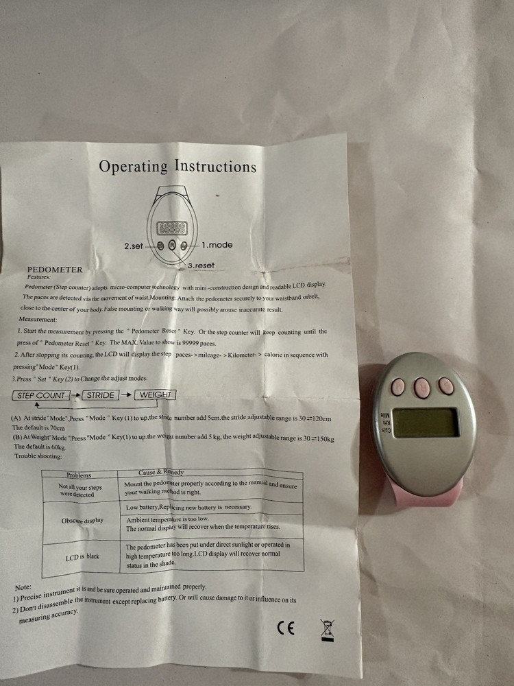 Pink And Silver Digital Pedometer Physical Activity Tracker Needs Battery