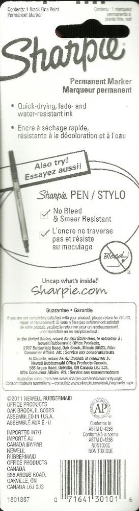 BLACK ShArPiE Original fine TiP PERMANENT Magic MARKER Water Resistant 30101