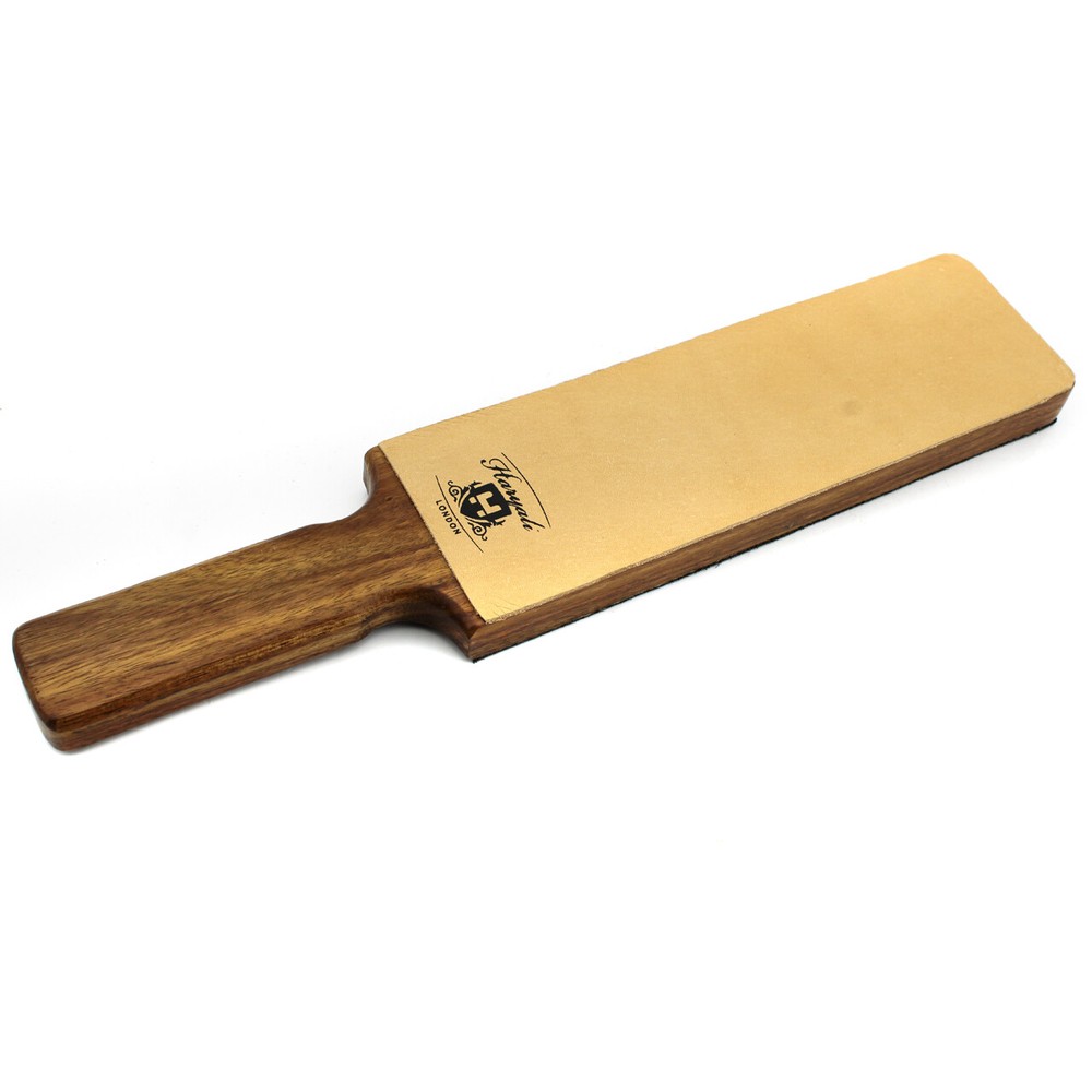 Men Leather Paddle Strop Double-Sided Sharpening With Wooden Handle
