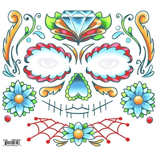 Tnnsley Transfer Face Tattoo Candy Skull