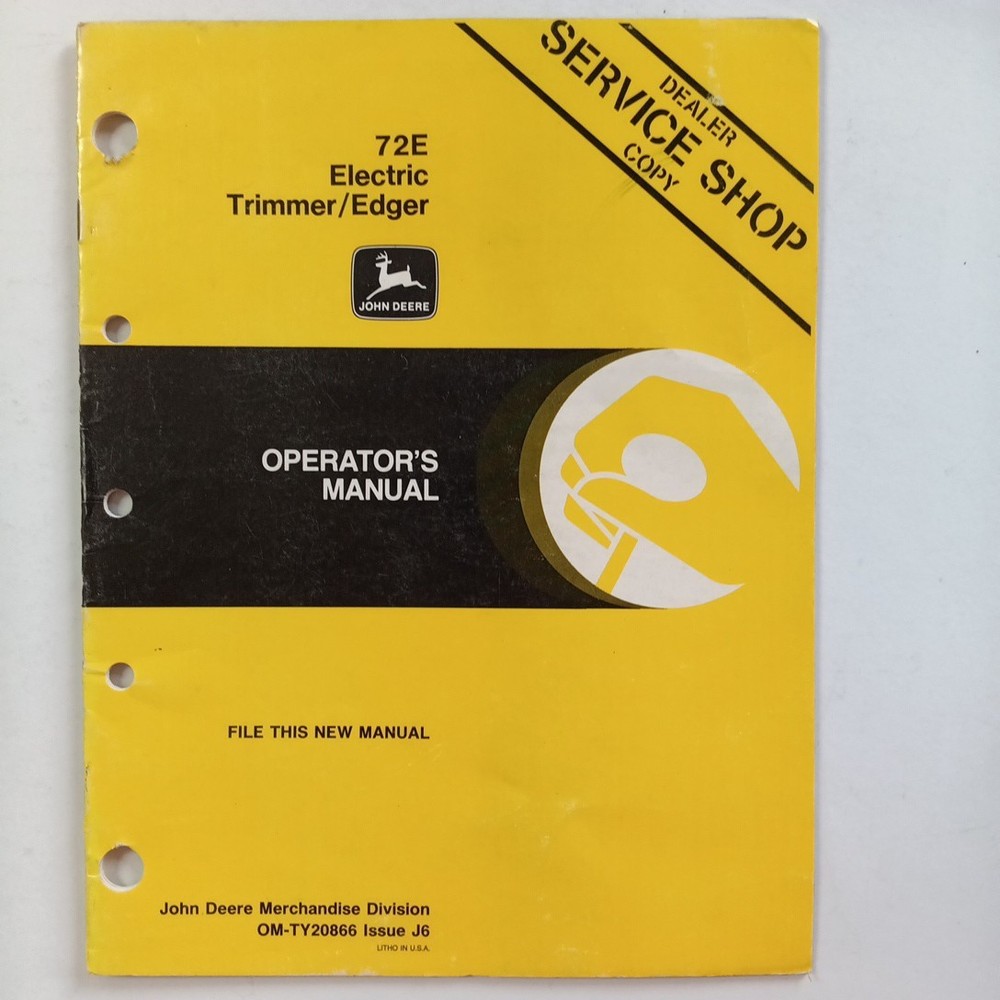 Operators Manual John Deere 72E Electric  Trimmer/edger