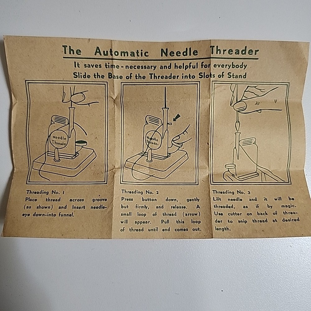 Vintage Automatic Needle Threader With Thread Cutter In Original Box (Cracked)