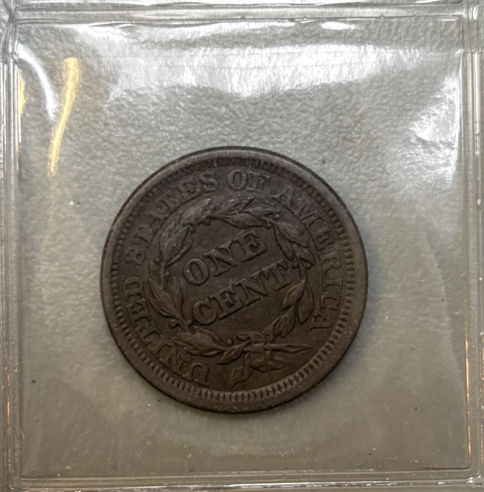 1853 Large Cent, Grade AU+