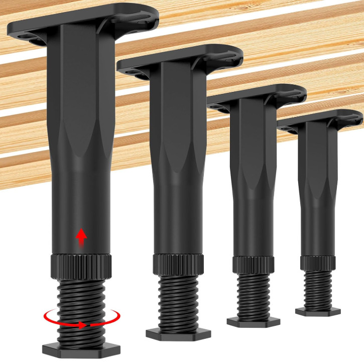 4PCS Adjustable Bed Frame Support Legs (5.1-8.3), Frame Center Slats Heavy Sup