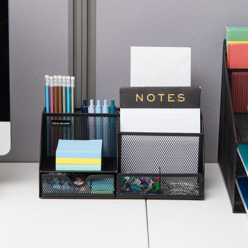 Desktop Organizer File Storage Accessory Storage Workspace Office Metal Black