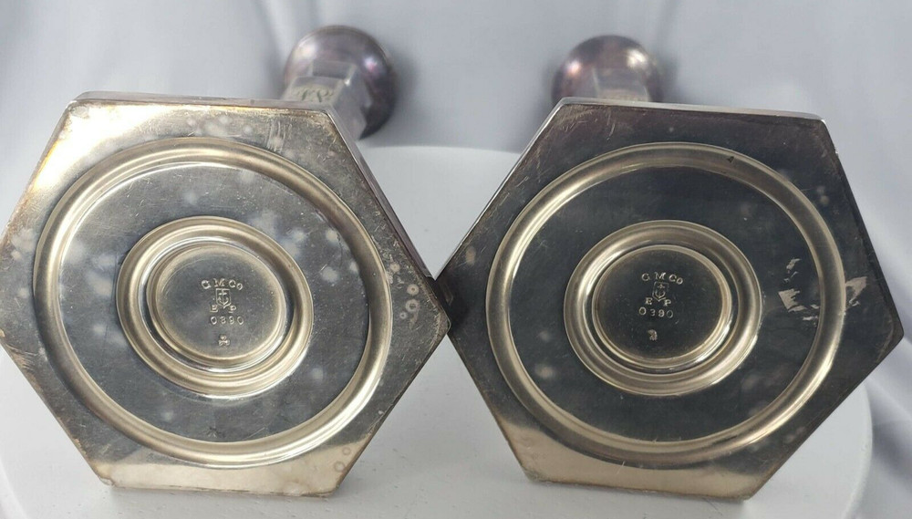 Antique Gorham Silverplate Candlesticks 1914 1913 Candle Holders