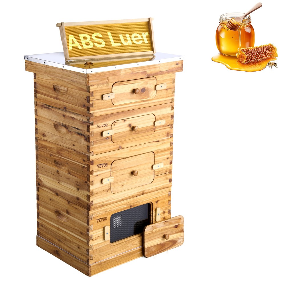 VEVOR Bee Hive Langstroth Kit 20 Deep & 20 Medium Frames with Acrylic Windows