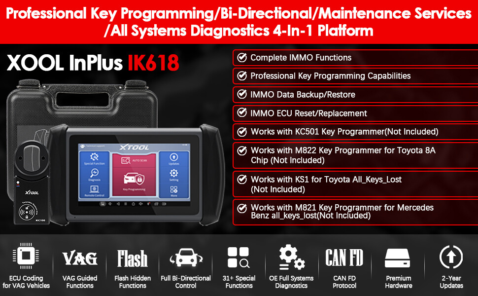XTOOL IK618 Key Programmer Bidirectional Diagnostic Tool OBD Code Reader Scanner