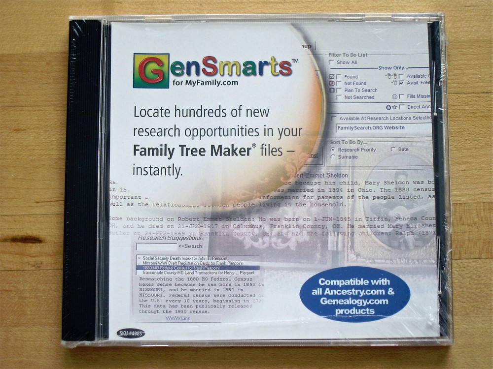 GenSmarts Geneology Data Analysis CD/PC
